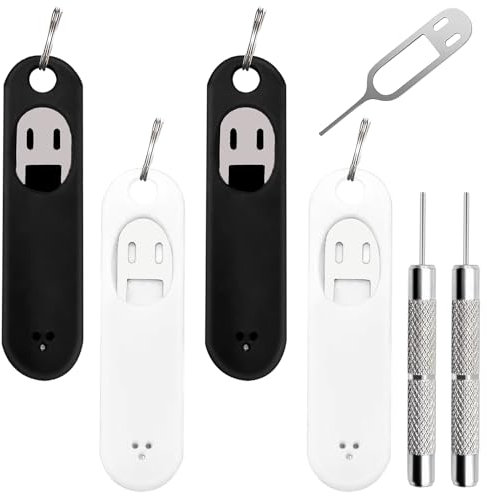 6 Pack SIM Card Removal Tool,Sim Card Tray Opening Tool Eject Pins Needle Opener Ejector Compatible with All iPhone Apple iPad Samsung Galaxy Cell Phone Smartphone Watchchain Link Remover, Black,White
