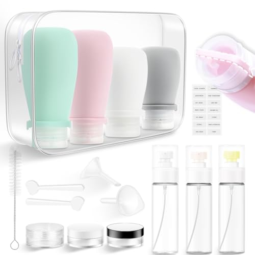 OSCAVIN reiseflaschen zum befüllen,16-teiliges Reiseflaschen-Set,reisegröße behälter, Auslaufsicher NachfüLlbar Tsa-Zugelassene Silikon Reiseflaschen, travel bottles für Shampoo Lotion