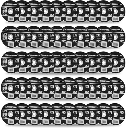 EBERTH 50 Dischi per Smerigliatrice Ø 75mm per Acciaio Inox, foro 9,5mm, spessore lama 2,1mm, Ossido di Alluminio, dischi abrasivi per acciaio, alluminio, flessibile da taglio smerigliatrici angolari