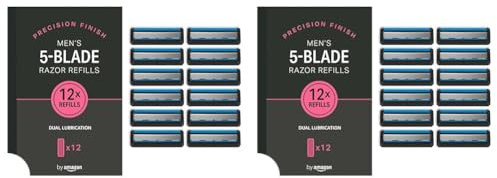 by Amazon Herren 5-fach-Ersatzklingen (12 Stück) (Früher Marke Solimo) (Packung mit 2)