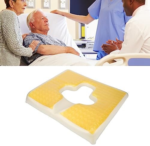 NSXAYIWE Dekubitus-Kissen, Gelbes Dreieckiges Slope-Design, Anti-Dekubitus-Patienten-Luftkissen, T-förmiges Pflege-Dekubitus-Kissen für Rollstuhl,Kompatibel Für ältere Menschen, Bettlägerig, Behindert