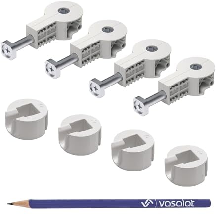 vasalat Arbeitsplattenverbinder Quick-Tech - 4x Plattenverbinder M8x64mm für Arbeitsplatte mit 25mm Mindeststärke + 4x Gegenstück