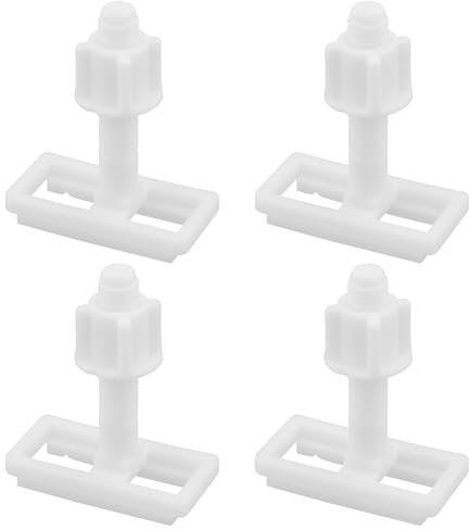 SG Store Lot de 4 charnières rectangulaires pour lunette de toilette - Vis universelles en plastique - Avec écrou fendu - Outil de réparation de toilettes - Pièces de rechange