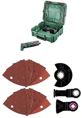 Bosch Multifunktionswerkzeug PMF 250 CES (250 Watt, in SystemBox) + 13tlg. Starlock Universal-Set (für Holz, Metall und Farbe, Sägen, Schleifen, und Schaben, Zubehör für Starlock)