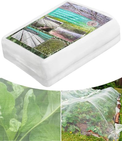 Anvin Garden Netting Plant Cover Net Mesh Protection Hoops for Vegetables Fruits Flowers Trees Crops to Grow Better Bug Barrier, Durable Row Net Covering Works with Pipes (1.5m x 7.5m)