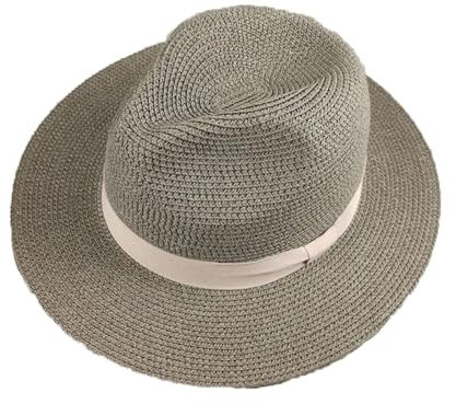 Großer Strohhut mit faltbarem Strohgeflechthut Übergröße 60–64 cm Herren Zylinder Sonnenschutzhut Sonnenhut(Gray B,61-64cm)