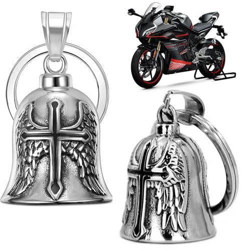 SZSMW Paquet de 2 Porte Clef Moto - Guardian Bell - Clochette Moto - Peut êTre Utilisé sur des Motos, des VéLos, des Voitures ou comme Votre Propre Porte-CléS,Style Punk