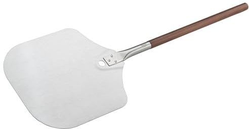 RÖSLE Pizzaschieber, Hochwertige Pizzaschneider zum Einschieben und Entnehmen von Pizza, Edelstahl 18/10, Wallnussgriff, 305x32x908, Braun/Silberfarben