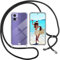 ISOI Coque pour Motorola Edge 30 Neo avec Cordon - Tour de Cou Lanière en Corde - Transparente Silicone Housse avec Cordage Lanyard Case pour Motorola Edge 30 Neo Collier Cover, Noir