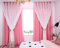 Beydodo Gardinen mit Schlaufen 2er Set, Verdunklungsvorhänge Rosa 132x229CM Doppellagig mit Sternen und Voile Gardinen Blickdicht Ösenvorhänge Kinderzimmer Wohnzimmer