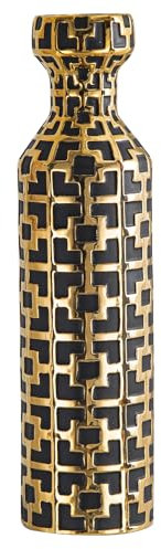 NewSangXia Schwarze Bodenvase mit Goldmustern - 62 cm Keramik-Vase für Innen/Außen, Große Bodenvasen Modern (Einzelvase)