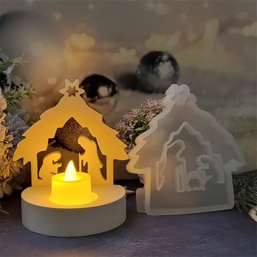 Stampi in silicone per presepe | Set di stampi per versare | Stampo per candela | Stampo per sapone | Stampo per gesso Natale presepe in silicone per decorazioni da tavolo | Stampi in resina