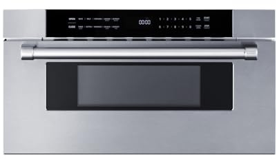 Summit MDR30SS 30 Wide Built-In Drawer Microwave for Installation in Wall or Island Openings, 1.2 cu.ft. Interior, 115V AC/60 Hz, Black/SS (30 Inch)
