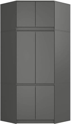 BDW Schlafzimmer Eckschrank mit Verlängerung - Elegant und funktionell - Großes Fassungsvermögen - Vielseitiger Stil - Einfache Montage - 100 cm - 6 Türen, 9 Einlegeböden - Grau