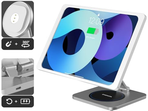 EMONITA Foldable Magnetic Stand with Charging Case A13 for iPad Pro 13-Inch (M4). Strong Magnets, 360 Rotation, 90 Tilt, 45W Fast Charger Adapter USB C Cable Included