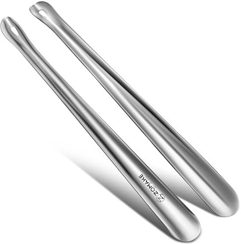ZOMAKE Chaussé Pied Manche Long Metal 2 Pièces Chausse Pieds en Acier Inoxydable 42 cm Grand Chausse Pieds Solide pour Personnes Âgées Homme Femme(2 Pièces Argent)