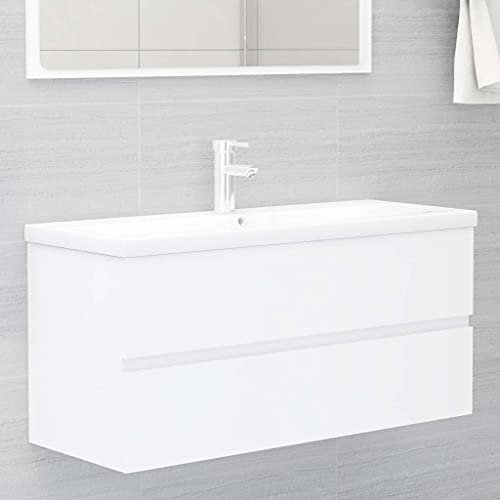 Lauuoeriau Outdoor Möbel-Waschbeckenunterschrank mit Einbauwaschbecken, weiß, Holz-Möbel
