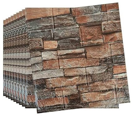 Snewvie 10PCS 3D Wall Panels 38 * 35cm Self Adhesive Wall Tiles Brick Wallpaper Wall Panels Foam DIY Waterproof PE Foam Panel Thicken Wall Stickers for Kitchen Kids Room Living Room Bedroom,Roman Red