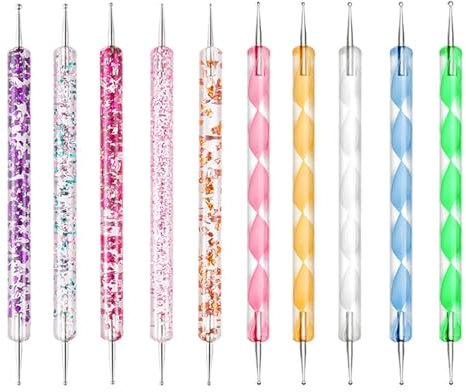 10 Bolígrafos Para Decoración De Uñas, Bolígrafos Acrílicos Para Decoración De Uñas, Bolígrafos Para Decoración De Uñas De Doble Punta, Accesorios Para Decoración De Uñas