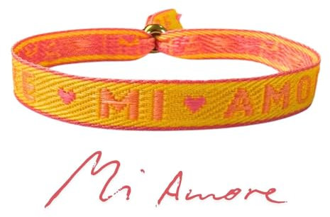 happymaker - Boho Armband Damen, Stoffarmband mit Statement - Mi Amore - im Festival Outfit, wasserfest und handmade in Deutschland