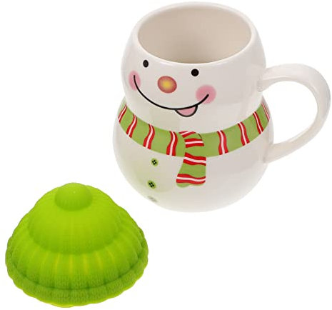 Cabilock Hot Chocolate Mug Set 350ml Christmas Themed Ceramic Mug with Lid Christmas Decor