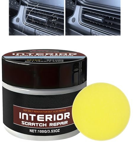 100g Auto-Armaturenbrett-Restaurator, Interior Scratch Repair, Reparaturset für Armaturenbrett-Kratzer, Auto Kratzer Reparaturwachs Mit Schwämmchen, Armaturenbrett Kratzer Entferner Reparatur Set