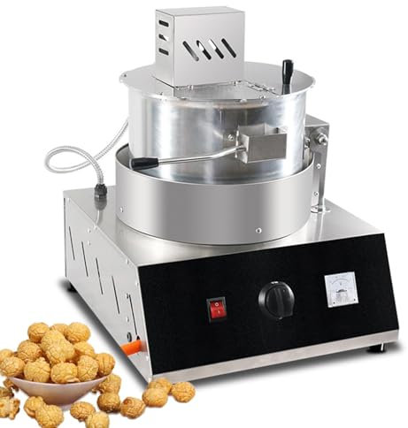 BOOZXCV Commercial Popcorn Machine,Gas Electric Single Pot Popcorn Machine with Voltmeter,Home Automatic Stainless Steel Popcorn Making Machine