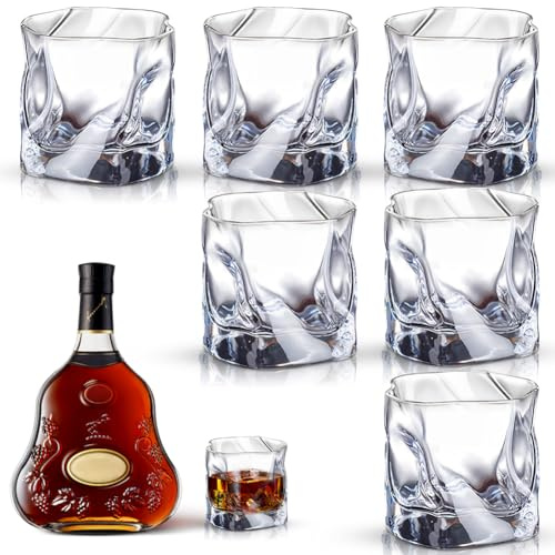 Zinueen Lot de 6 verres à whisky 200 ml – Verres esthétiques en cristal pour whisky, cocktail, long drink, eau, thé – Passe au lave-vaisselle