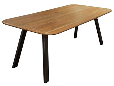 LC Home Esstisch Akazie Metallgestell Holztisch Akazienholz Massivholz Industrial Design (175x90cm)