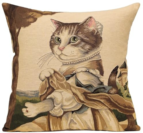 Home of Christmas Kissenbezug 45x45 cm | Premium Qualität Gobelin Kissen Kissenhülle | Sofakissen | Dekokissen (Porträt Einer Katze 2)