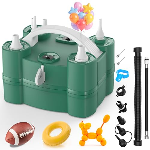 LooLaa Balloon Pump 4 in 1 Electric Balloon Pump with Triple Inflation Ports for All Balloons Air Filling Machine for Sports Balls Inflator Deflator for Inflatable Items (Drawstring Bag