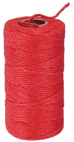 M METERXITY 1-Pack Garden Jute Twine String 2mm x 328ft/100m, Red | Garden Twine String for Crafts, Gift Wrapping, Gardening Plants, Durable Plant Ties Thick Rope