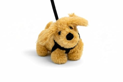 Landahl & Baumann Kuscheltier Hund 22 cm mit Leine – Plüschtier Hund zum Spazierengehen – Weicher Stoffhund mit Spiel-Leine für Kinder (Braun)