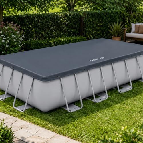 Koem Telo Copertura Piscina Rettangolare in PVC Impermeabile, Nera, con Fori di Drenaggio e Corde di Fissaggio Incluse (549x274 cm)