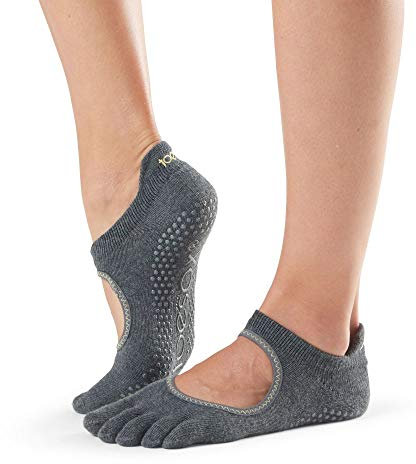 Toesox Unisex-Erwachsene Full Toe Bellarina Yoga-Socken, Grau (Charcoal Grey), S