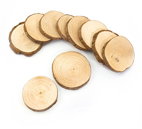 Oblique-Unique® 10 x Holz Scheiben Untersetzer Natur mit Rinde 7-8cm Durchmesser Perfekt zur Dekoration Hochzeit Untersetzer Basteln Bearbeitung Handwerk