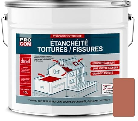 PRO COM Peinture, résine d'étanchéité toiture, réparation tuiles, fissures, anti-fuites, décore, protège, plusieurs coloris 10 litres