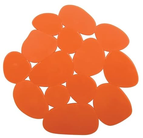 MSV Lot de 4 Tapis antidérapants de Douche ou Baignoire PVC Galets 12x13cm Orange