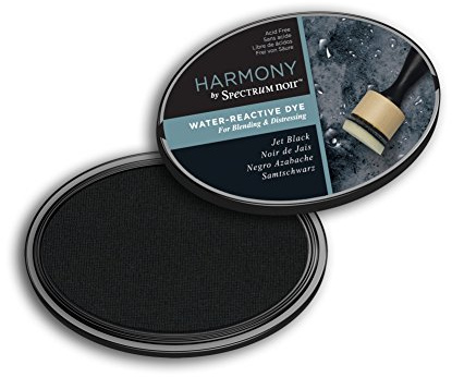 Harmony Water Reactive Coloured Ink Pad - Slow Drying Water Soluble - Perfect Ink Pads for Stamping, Blending & Distressing - Acid Free - by Spectrum Noir (Jet Black)