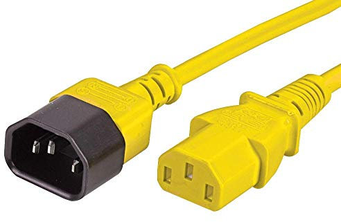 Ex-Pro 1m IEC C14 to IEC C13 Power Lead Extension Cable - Yellow