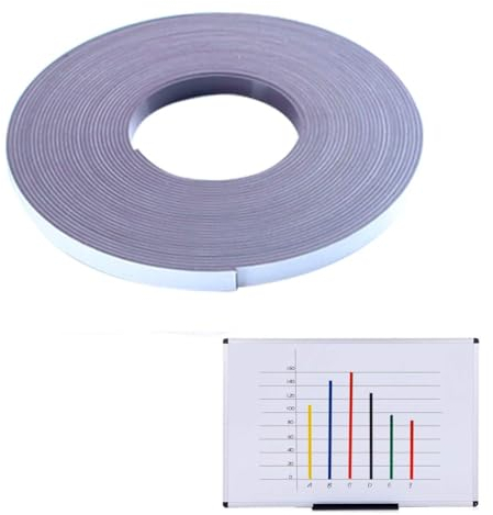Magnetbandrolle, farbige dünne Streifen, trocken abwischbar, für Whiteboard, Grafikkunst, 10 mm, 10 m, Rastermarkierungslinie, Magnetklebeband (weiß)