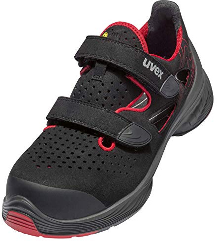Uvex Sandales de sécurité S1 P SRC ESD - Rouge/noir - Largeur 14 - Extra large, rouge/noir, 50 EU Weit