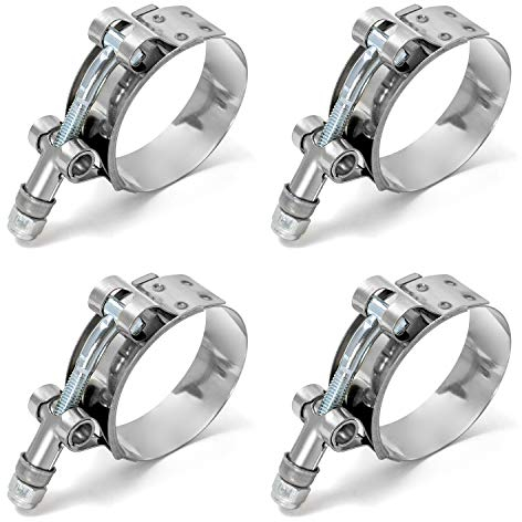 QWORK Gelenkbolzenschelle, Nutenschrauben Schlauchschellen, T Bolzen Klemme, Edelstahl, 51mm - 57mm, 4 Stück
