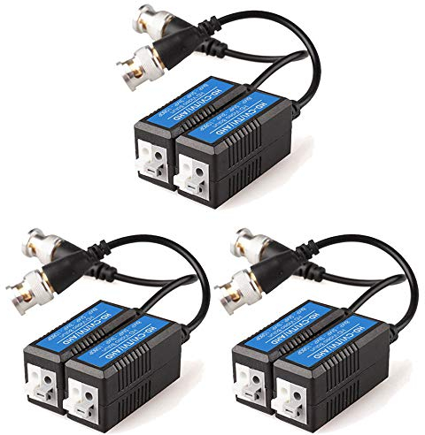 6 x 8MP / 4K CCTV Passiver Video Balun BNC Stecker Adapter Transmitter & Transceiver, Stecker BNC auf Easy Press Fit UTP CAT5/5e/6/6e Kabel für 4K / HD CCTV DVR Kamerasystem (3 Paar)