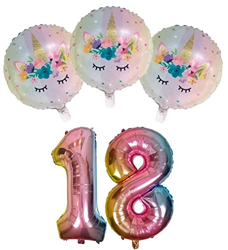 DIWULI Palloncini Compleanno Unicorno 18 Anni Decorazioni