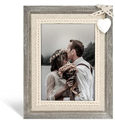 SUMGAR Cornice portafoto 10 X 15 cm in legno vintage con cornice da parete a cuore bianco Tavolo Love Family Wedding Decoration Gifts