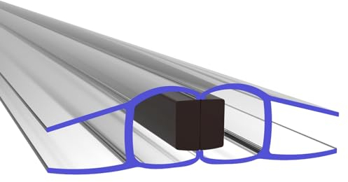 PRIOstahl Duschdichtung Dichtung Türdichtung mit Magnet Dichtungsprofil - 1 Paar 180° Magnetdichtung für Glasstärke: 8 mm Länge: 2 Meter Wasserabweiser für Duschtür Glastüren Duschwand Bad