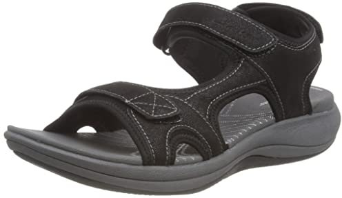 Clarks Women's Mira Bay Flat Sandals, black, 7 UK