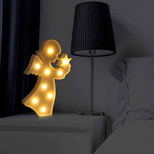 GFRGFH 3D Nachtlicht LED Engel Fee Form Nachtlicht Heimtextilien Kinder Jungen Mädchen Geburtstagsgeschenke Weihnachten (Weiß)