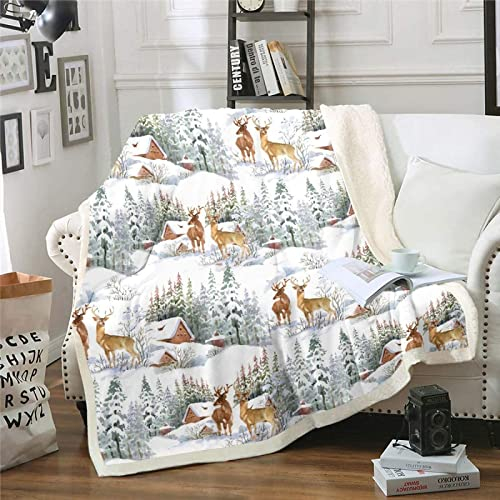Kuscheldecke 80x150 Elch, 3D Elch Wolldecke Warme Fleecedecke Flauschige Decke, für Tagesdecke Blanket Sofadecke, für Bett Sofa